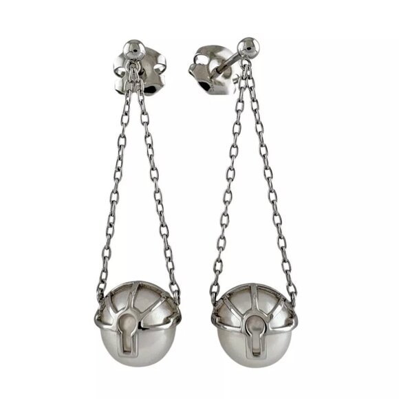 TASAKI earring K18 white gold Pearl key used - Picture 1 of 6